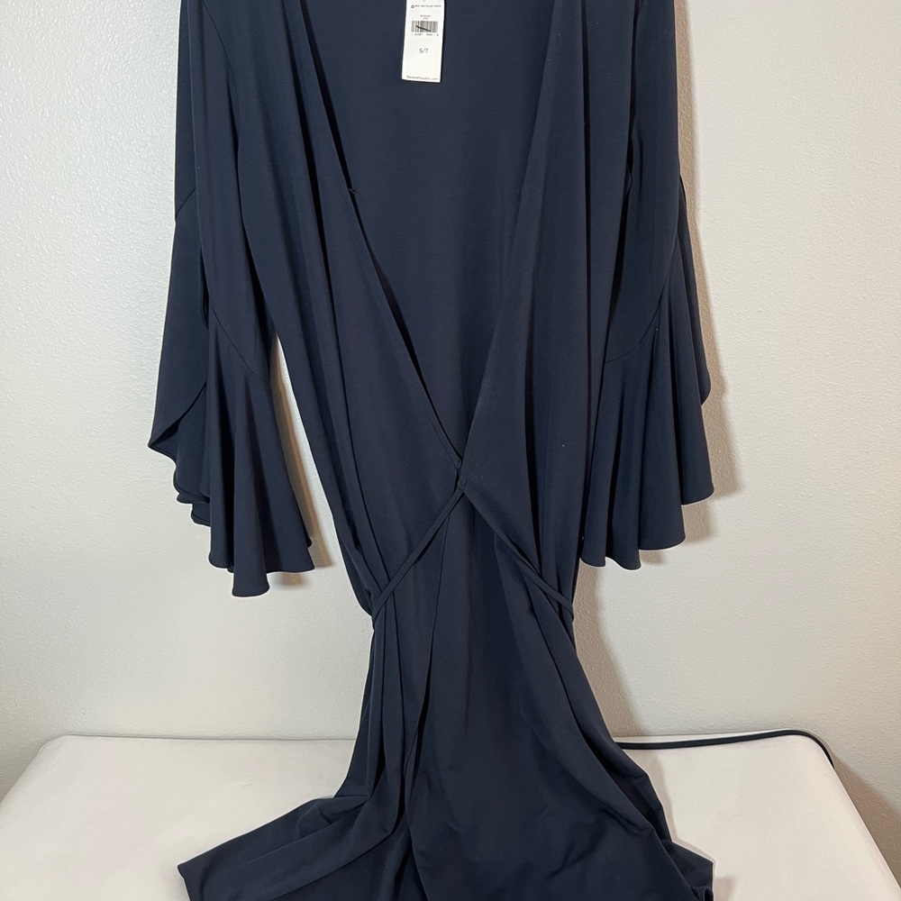 Banana Republic NWT true blue wrap flutter‎ sleeve dress S